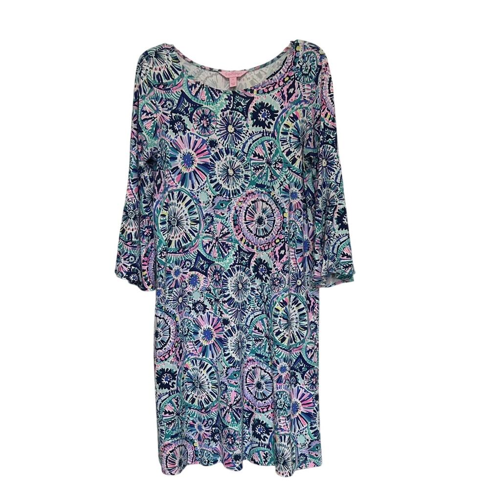 Lilly Pulitzer Ophelia Dress Size Small Multi the Swim 3/4 Flounce Sleece